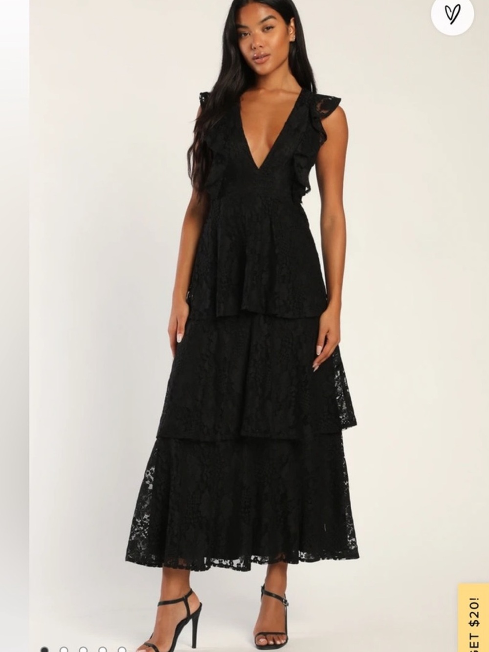 Lulus Molinetto Black Lace Ruffled Tiered Sleeveless Maxi Dress